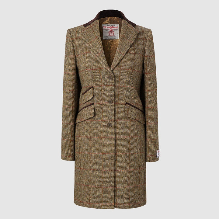 Tori 3/4 Ladies Coat frakke af Harris Tweed, mustard