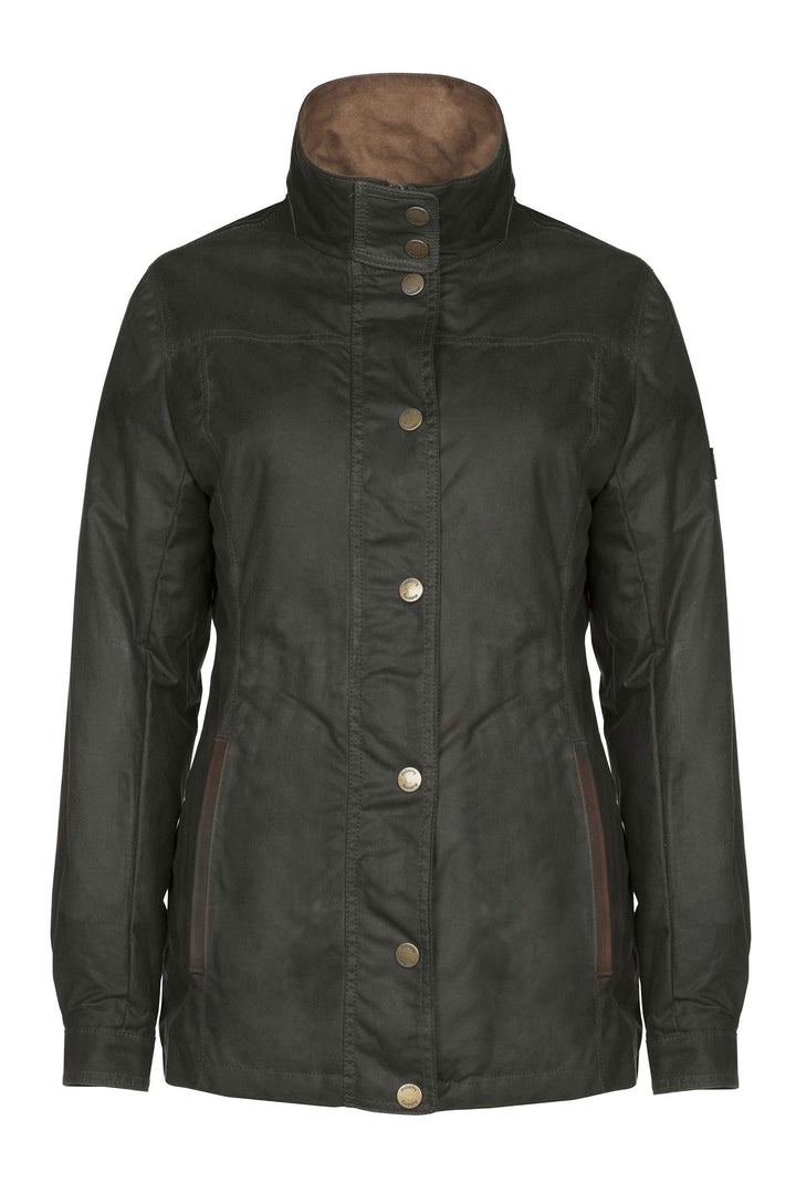 Mountrath Ladies Waxed Jacket PRIMALOFT foret, Oliven