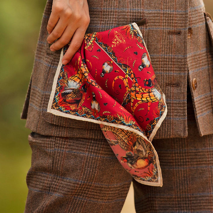 Heads or Tails Pocket silketørklæde, royal red (30x30cm)