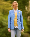 Carola blazer dame, hør, royal blå