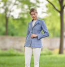 Carola blazer dame, ren silke, blå med overtern, farve 135
