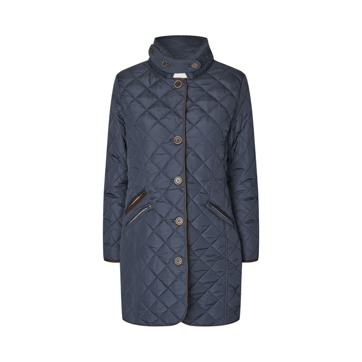 Gabby quiltet jakke med Harris Tweed detaljer, marineblå