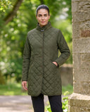 Gabby quiltet jakke med Harris Tweed detaljer, olivengrøn