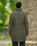 Gabby quiltet jakke med Harris Tweed detaljer, olivengrøn