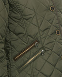 Gabby quiltet jakke med Harris Tweed detaljer, olivengrøn