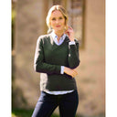 Mary ladies merino pullover, v-hals, skovgrøn forest