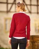Mary ladies merino pullover, v-hals, red dahlia rød
