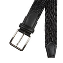 Læderbælte Braided Leather, flettet, elastisk, sort