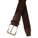 Læderbælte Braided Leather, flettet, elastisk, brun