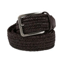 Læderbælte Braided Leather, flettet, elastisk, brun