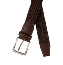 Læderbælte Braided Leather, flettet, elastisk, cognac brun
