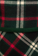 Uld plaid Benedikte, grøn/sort/rød med lodenkant