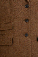 Fischgrat tweed blazer, dame, brun herringbone