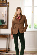 Fischgrat tweed blazer, dame, brun herringbone
