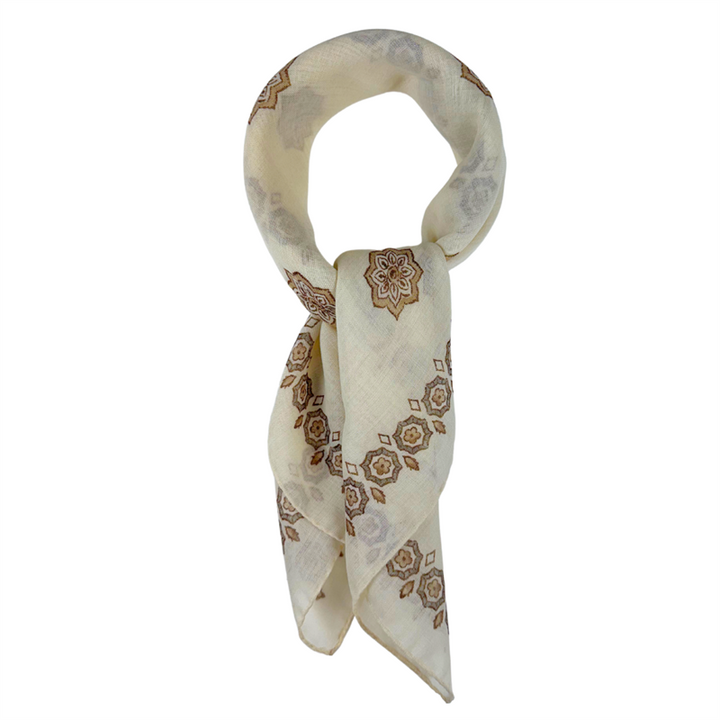 Bandana halsklud, beige mønster, bomuld