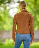 Janna kort læderjakke dame, cognac