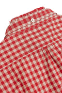 Skjorte Ruffles med flæser og sløjfe, dame, rød/hvid tern