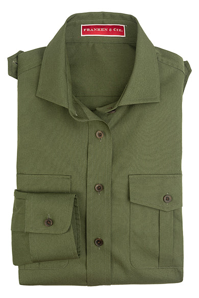 Skjorte Anna safari, dame, twill, olivengrøn