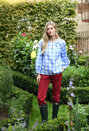 Sommer bluse, Vichy, blå/hvid tern