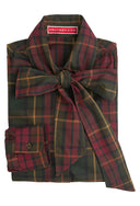 Vini flannel skjorte med sløjfe, bomuld, rød/grøn/blå tern