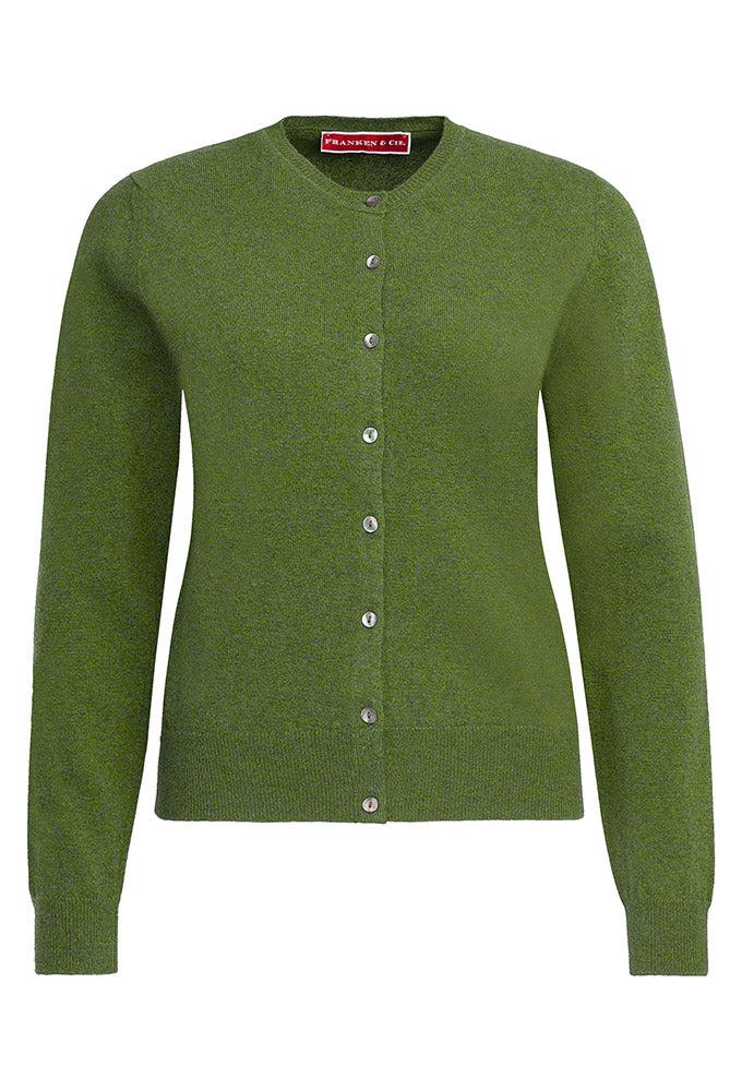 Franken & Cie Ladies Cardigan, grøn Super Geelong lammeuld