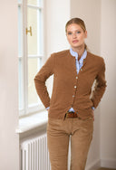 Franken & Cie Ladies Cardigan, lys brun Super Geelong lammeuld