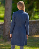 Emilia Tweed Coat dame, Cashmere and Wool Tweed, blue herringbone farve 610