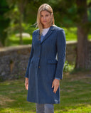 Emilia Tweed Coat dame, Cashmere and Wool Tweed, blue herringbone farve 610