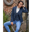 Ami kort blazer dame, Harris Tweed, navy marineblå herringbone