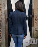 Ami kort blazer dame, Harris Tweed, navy marineblå herringbone