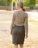 Pencil Skirt nederdel Harris Tweed, grøn/blå herringbone