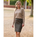 Pencil Skirt nederdel Harris Tweed, grøn/blå herringbone