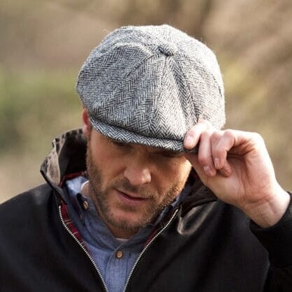 Thomas Harris Tweed Bakerboy hat, stålgrå