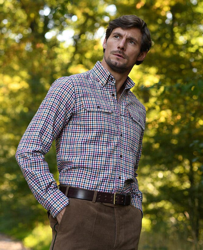 Skjorte Fritz flannel ternet, herre, bomuld/uld