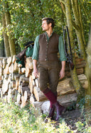 Franken & Cie strikvest, herre, brun Shetland lammeuld