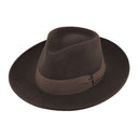 Fedora filthat med bredt stofbånd, vandtæt og sammenfoldelig, brun