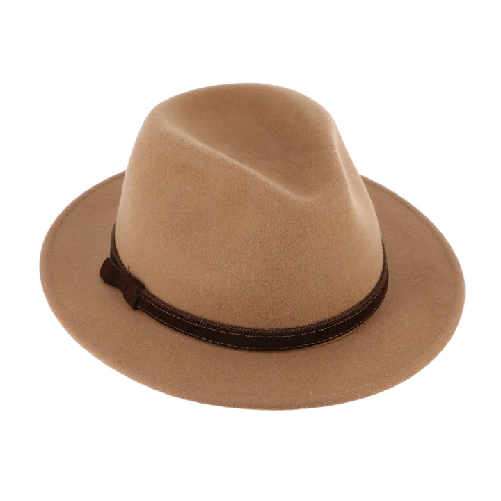 Traveller Short Brim Felt Hat w. Earwarmer rejsehat, sammenfoldelig og vandtæt uldfilt, camel lysbrun