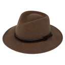Fedora filthat med læderbånd, vandtæt og sammenfoldelig, cognac