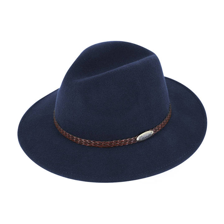 Royal Traveller Felt Fedora rejsehat, sammenfoldelig og vandtæt, marineblå