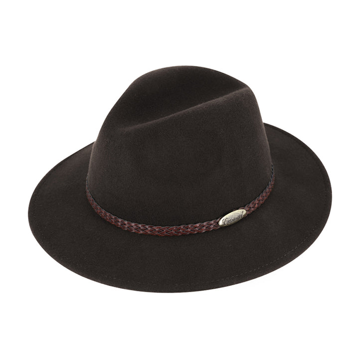 Royal Traveller Felt Fedora rejsehat, sammenfoldelig og vandtæt, brun
