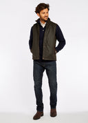 Mayfly Wax Oilskin Gilet vest, olivengrøn med Primaloft vattering