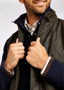 Mayfly Wax Oilskin Gilet vest, olivengrøn med Primaloft vattering
