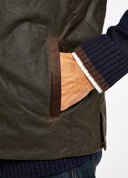 Mayfly Wax Oilskin Gilet vest, olivengrøn med Primaloft vattering