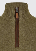 Feeney Zip Neck Sweater, Dusky Green, medium