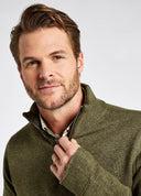 Feeney Zip Neck Sweater, Dusky Green, medium