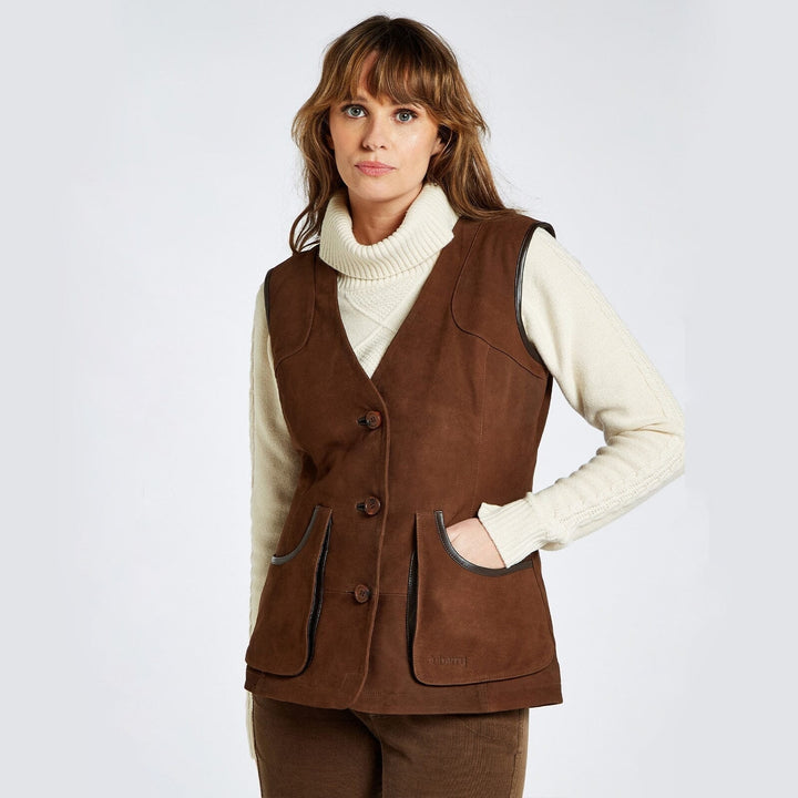 Allendale Leather Gilet skydevest i læder, Walnut