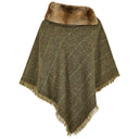 Silverfir Tweed Poncho m. kunstpels, Thistle