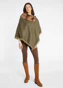 Silverfir Tweed Poncho m. kunstpels, Thistle
