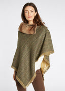 Silverfir Tweed Poncho m. kunstpels, Thistle