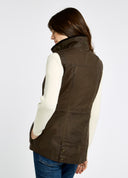 Rathsallagh Ladies Wax Oilskin Gilet vest, cafe brun med Primaloft vattering